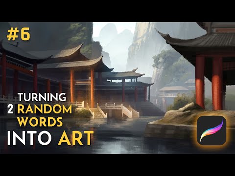 I Turned Random Words into Art | Procreate Digital Art Process | Part 6 - Monastery + Water