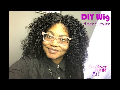 DIY Natural Kinky Hair Lace Closure Wig