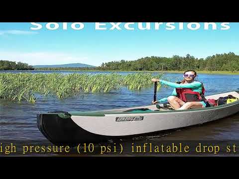 Sea Eagle TC16 Inflatable 16’ High Pressure Drop Stitch Travel Canoe-Wood Web Seats, Pump, Bag and