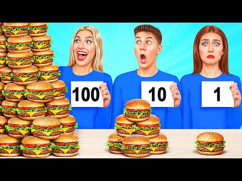 1, 10 or 100 Layers of Food Challenge | Funny Challenges by Multi DO