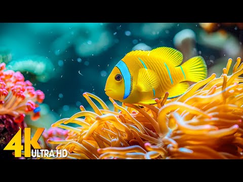 Aquarium 4K VIDEO (ULTRA HD) 🐠 Beautiful Coral Reef Fish - Relaxing Sleep Meditation Music #3