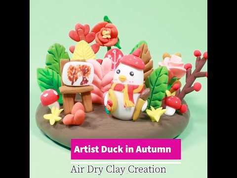 Clay Diorama: Artist Duck in Autumn | Whimsical Air-Dry Clay Creation | Fun DIY  #claydiorama