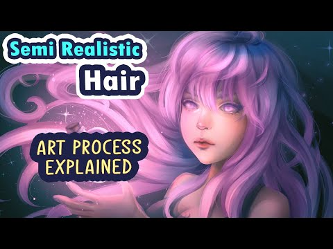 How to Draw Semi Realistic Anime Hair (LINELESS)