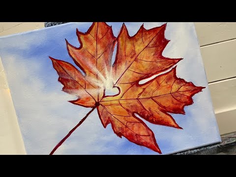 How To Draw and Paint A Leaf for Beginners | Acrylic Painting Tutorial