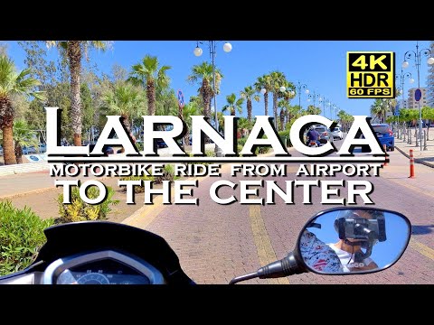 Larnaca Cyprus, ride from airport to the center , 4K HDR 💖 Best Places 👀 Motorbike trip , city ride