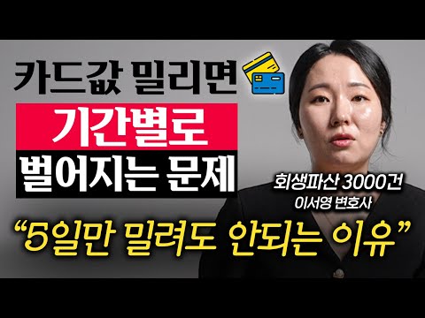 신용카드 대금 연체되면 생기는 일, 1일, 5일, 90일, 6개월 기간별로 알려드립니다. (이서영 변호사 2부)