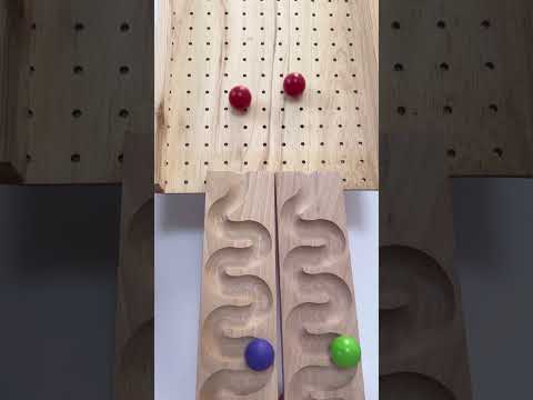 Marble Run ASMR ☆ Color balls that roll and fall around on a handmade wooden marble course