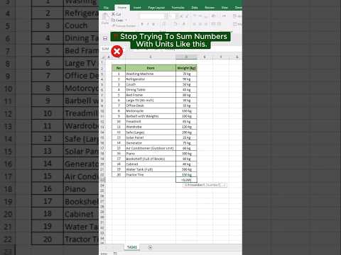 3 Simple Excel Hacks to Master Units and SUM #Shorts #exceltips #exceltricks