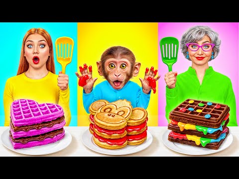 Me vs Grandma Cooking Challenge with Monkey by Multi DO Smile