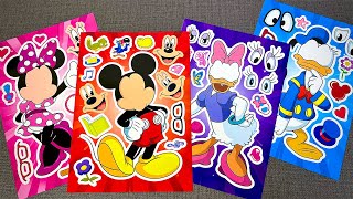 [ASMR] Mickey Mouse, Minnie Mouse, Donald Duck & Goofy PaperDiy Sticker Book | Fun Sticker Activity