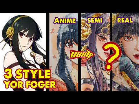 Drawing Yor Forger in 3 Different Styles | SPY×FAMILY | Huta Chan