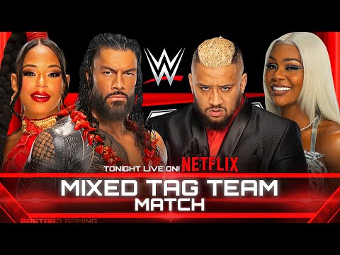 WWE 2K24 | Roman Reigns & Bianca Belair VS Solo Sikoa & Jade Cargill - Mixed Tag Team Match