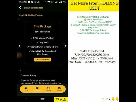 💥CryptoBiz Exchange USDT Staking ♨️ Details♨️Max 5% Interest/Day 💥77 Âpk