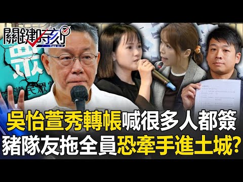 吳怡萱秀木可轉帳喊「很多人都有簽」！ 「豬隊友」拖民眾黨全員恐牽手進土城？！【關鍵時刻】20241219 5 劉寶傑 黃敬平 張禹宣 吳子嘉