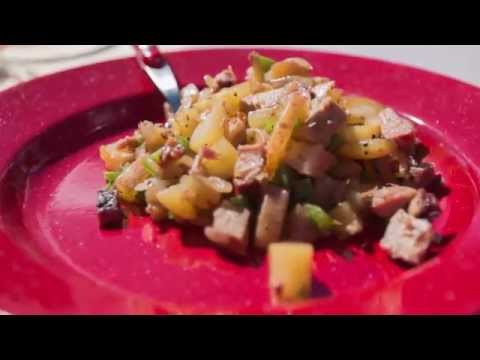 Cast Iron Potato and Brisket Hash with Bell Peppers & Onions