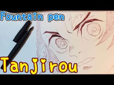 Drawing anime with fountain pen#tanjiroukamado #demonslayer|TenK Draws