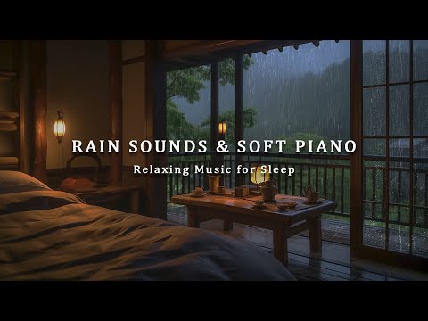 Stress Relief Music with Rain Falls Outside the Window - Relaxing Music for Sleep, Calming, Peaceful