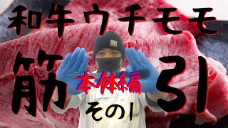 内ももの筋引き1#Top Round＃Japanese wagyuBlack # Japanese butcher#Butcher's technique