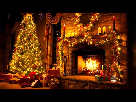 Welcoming Christmas with Cozy Fireplace Warmth🔥Fireplace with Crackling Fire Sounds