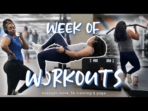 WEEK OF WORKOUTS: full body split, hot yoga bootcamp & 5k training