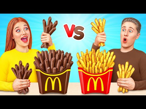 Real Food vs Chocolate Food Challenge | Fantastic Food Hacks by Multi DO Challenge