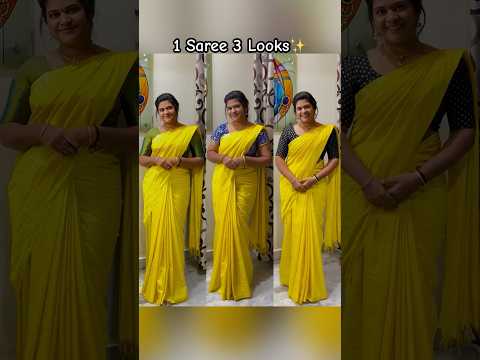 1 Saree 3 Looks✨#youtube #youtubeshorts #shorts #viralvideo #saree #telugu #style #ideas #creative