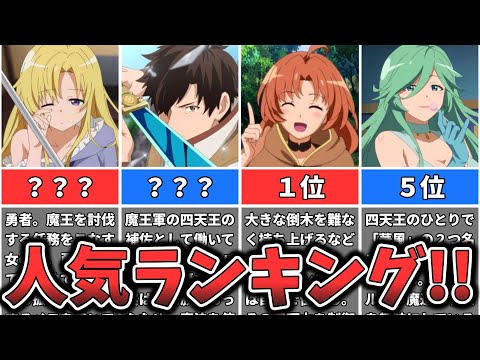 【解雇された暗黒兵士(30代)のスローなセカンドライフ】キャラクター人気ランキング