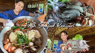 Let's make Seafood Ramyun with fresh Ingredients in the Countryside - Philippines