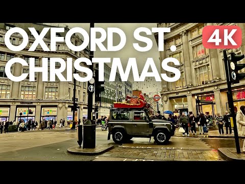 2024 London Christmas Lights Walk Tour in Light Rain✨ Oxford Street 🇬🇧 [4K HDR]