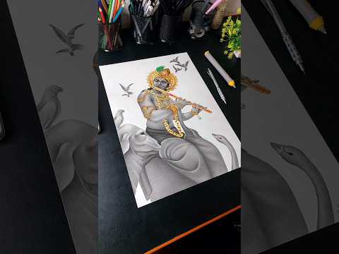 Complete shree krishna drawing 😍 #krishna #drawing #shorts