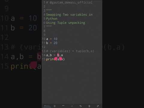 Swap Two Variables in Python in 1 Line! 🔥 (No Temp Variable) #pythontips #pythontutorial #python