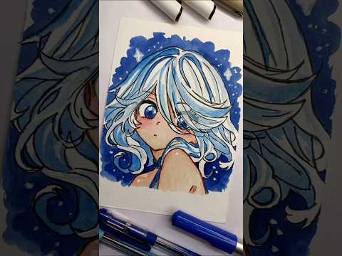 Furina speed drawing ✨💙 #drawing #anime #ganshinimpact #furinagenshinimpact #art #shorts