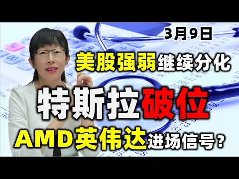 美股强弱分化，特斯拉破位，AMD英伟达进场信号？#美股#tsla#特斯拉#amd#nvda#英伟达3.9