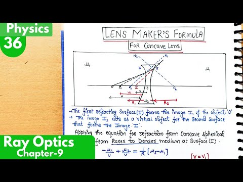 36) Lens Maker's Formula for concave Lens| Ray optics and optical instruments class12 Physics|