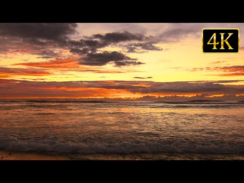 Calm Sunset Ambience: Relaxing Ocean Waves | Ocean Sounds for Sleep and Stress Relief (4K UHD)