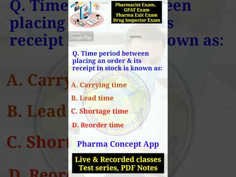 Drug Store Business Management | Important MCQs | #shorts #pharmaconcept