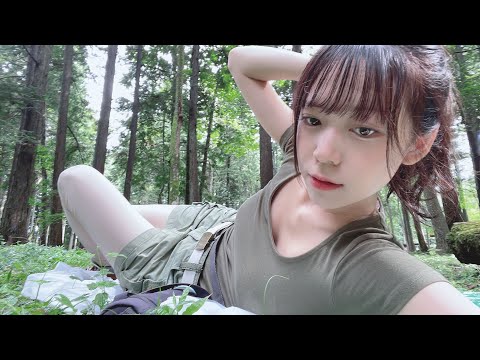 【初キャンプ泊】過酷な大自然 びしょ濡れの夜 焚き火肉に癒されて / stay overnight for the first time [Japanese solo camping girl]