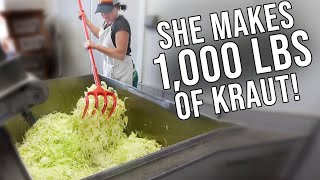 SHE MAKES 1,000 Pounds (450 KG) of SAUERKRAUT!