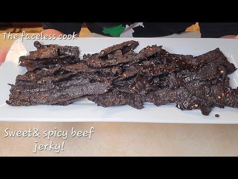 Sweet and spicy beef jerky.