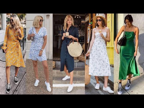 Dress With Sneakers Outfits Ideas | Women Sneakers Outfits | How to Style Sneakers