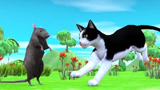 बिल्ली और चूहा Rat and Cat Hindi Kahaniya - Panchatantra Moral Stories - 3D Hindi Fairy Tales