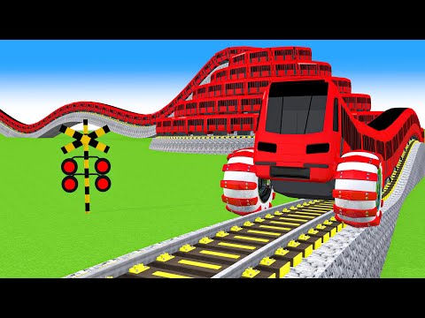 [踏切アニメ] あぶない電車 Wheel TRAIN Climbing Pyramid 🚦Fumikiri3D Railroad Crossing Animation #1