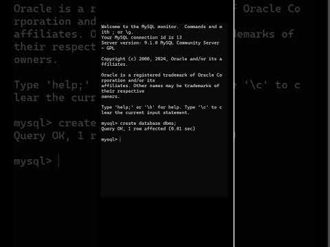 Create and use database #databasemanagementsystems #createdatabase #mysql #mysqltutorials