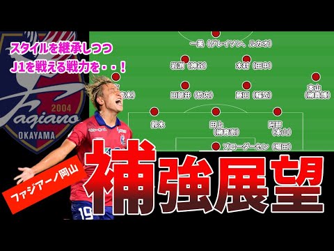 GK以外全ポジ補強⁉初のJ1で戦うためのファジアーノ岡山補強ポイントを徹底考察！