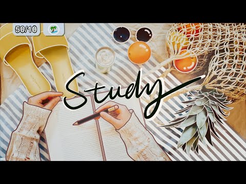 🏝️ 3-HOUR STUDY WITH ME | NO Music | Sandy Beach Sounds | 3-Hour Pomodoro Sessions