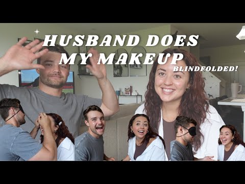 Husband Does My Makeup *BLINDFOLDED*  | At Home Date Night