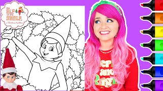 Coloring Elf on the Shelf Christmas Wreath GIANT Coloring Page | Ohuhu Art Markers