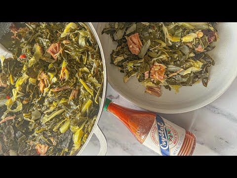 Collard Greens and Cabbage with smoked Turkey - mixed greens step by step recipe