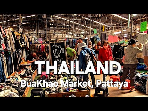 Pattaya local market | BuaKhao Market | Thailand | 4K UHD Walking Tour