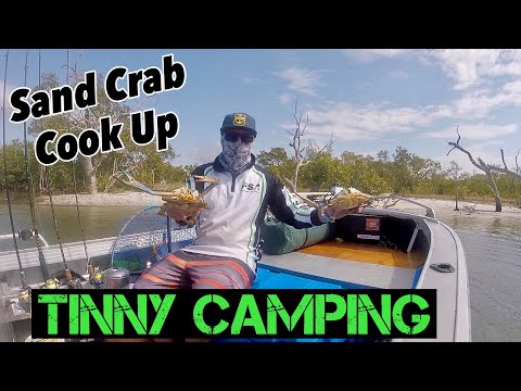 SAND CRAB CATCH AND COOK- Solo overnight tinny camping adventure